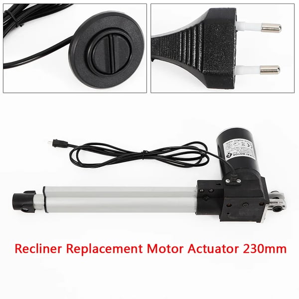 24 V DC lineær aktuator, elmotor til elektriske stole, 230 mm slaglængde, maks. løft 600 kg, sort