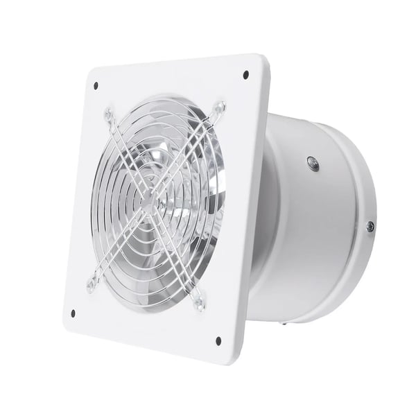 Badeværelsesventilator, vægventilator Ø150 mm, støjsvag udsugning til køkken/bad/WC, hvid