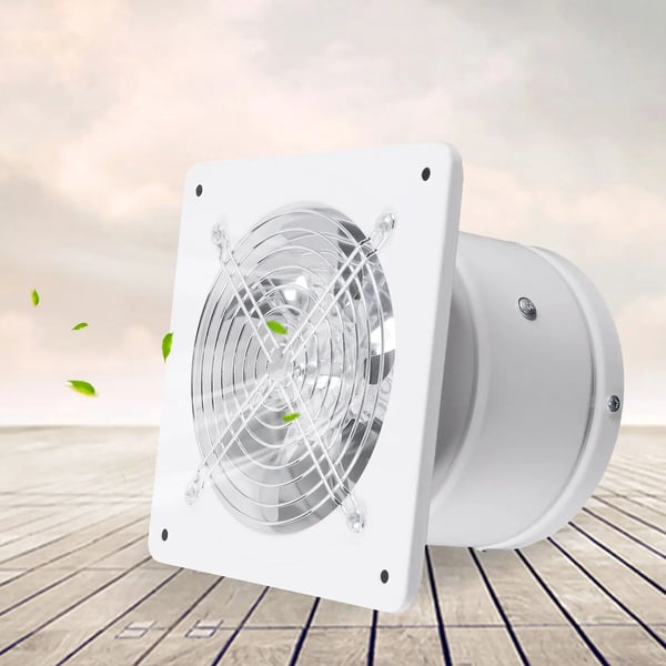 Badeværelsesventilator, vægventilator Ø150 mm, støjsvag udsugning til køkken/bad/WC, hvid