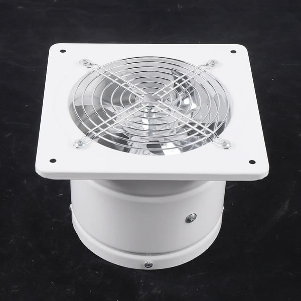 Badeværelsesventilator, vægventilator Ø150 mm, støjsvag udsugning til køkken/bad/WC, hvid
