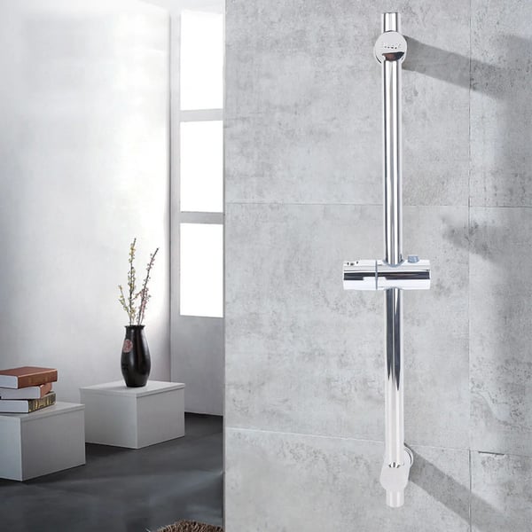 Bruseglidestang - Skruemontering - Justerbar holder til håndbruser - Rustfrit stål - 66 cm - Sølv