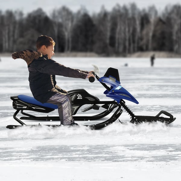 Ohjattava suksikelkka lapsille ja nuorille, skibob, kantavuus 80 kg, 80 cm vetonaru, yli 3 v, Deep Blue