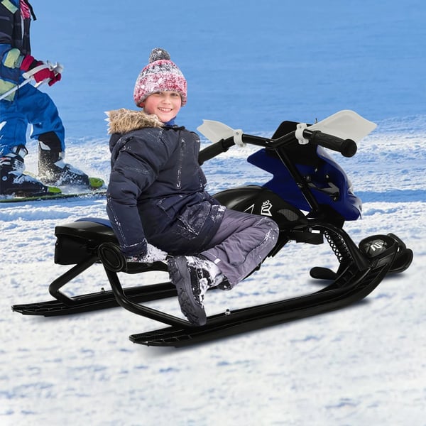 Ohjattava suksikelkka lapsille ja nuorille, skibob, kantavuus 80 kg, 80 cm vetonaru, yli 3 v, Deep Blue