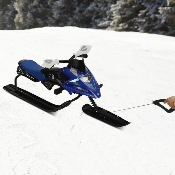 Ohjattava suksikelkka lapsille ja nuorille, skibob, kantavuus 80 kg, 80 cm vetonaru, yli 3 v, Deep Blue