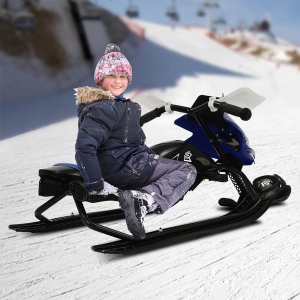 Ohjattava suksikelkka lapsille ja nuorille, skibob, kantavuus 80 kg, 80 cm vetonaru, yli 3 v, Deep Blue