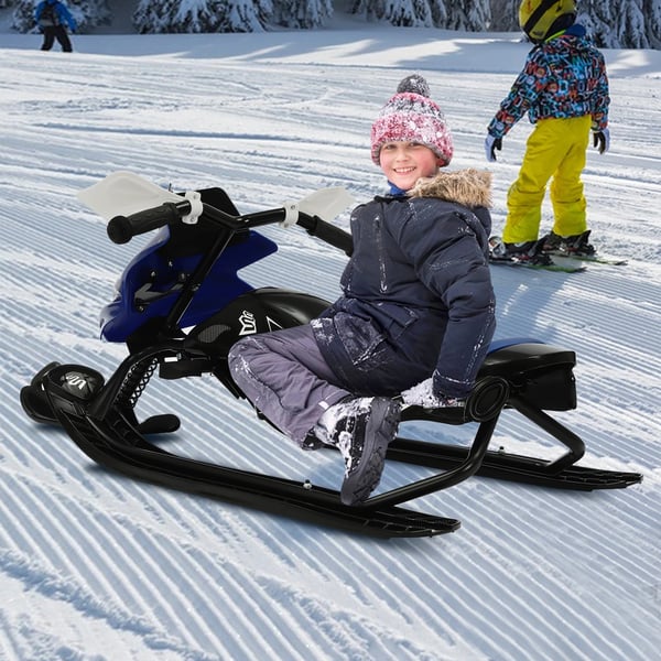 Ohjattava suksikelkka lapsille ja nuorille, skibob, kantavuus 80 kg, 80 cm vetonaru, yli 3 v, Deep Blue
