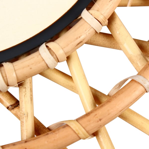 Rattan vægspejl - Rund - Forstørrende - Klassisk stil - 43 x 43 x 5 cm - Gul