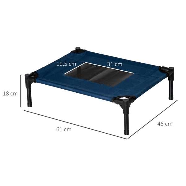 Upphöjd hundsäng - Hundbädd - 100% Bomull - 61 x 46 x 18 cm - Blå
