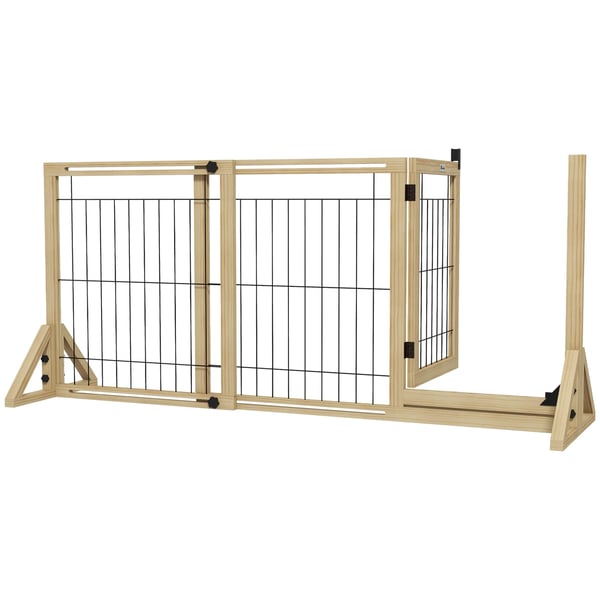 Hundgrind/Husdjursgrind - Förlängningsbar Grind - 112–159×44×70 cm - Naturträ