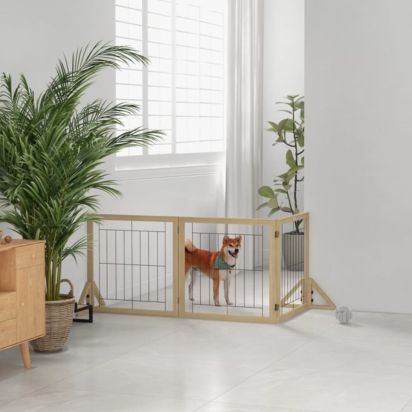 Hundgrind/Husdjursgrind - Förlängningsbar Grind - 112–159×44×70 cm - Naturträ
