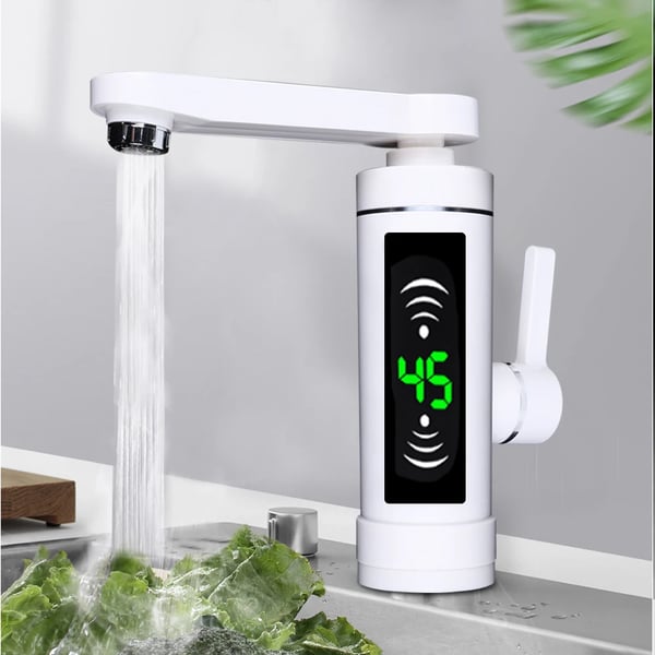Sähköinen läpivirtaushana 3000 W, keittiö/kylpyhuone, nopea lämmitys, kuuma/kylmä vesi, tummanharmaa