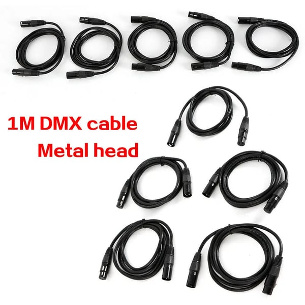 DMX-kabel - 3-polet XLR Signalkabel - 1 m - PVC og kobber - Til scenelys/PAR-lys - Sort