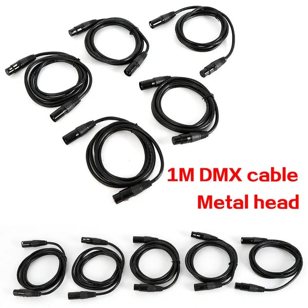 DMX-kabel - 3-polet XLR Signalkabel - 1 m - PVC og kobber - Til scenelys/PAR-lys - Sort