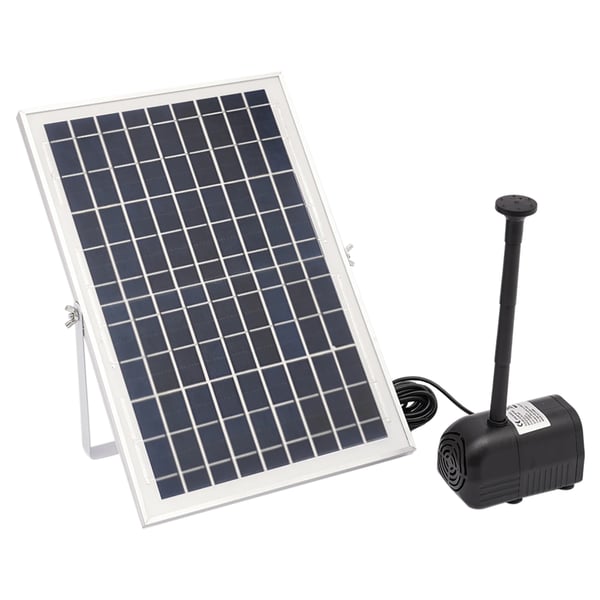 Solcelle fontænepumpe til dam/pool/akvarium - Vandpumpe Sæt - 10 W - 24 V Børsteløs - Max 1000 l/t - Dyser Medfølger - Plast - Sort