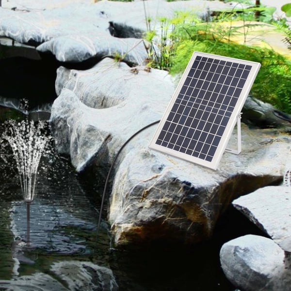 Solcelle fontænepumpe til dam/pool/akvarium - Vandpumpe Sæt - 10 W - 24 V Børsteløs - Max 1000 l/t - Dyser Medfølger - Plast - Sort