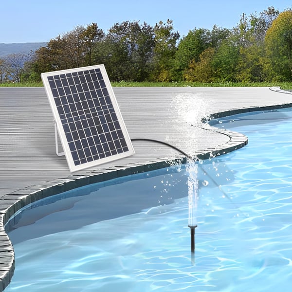 Solcelle fontænepumpe til dam/pool/akvarium - Vandpumpe Sæt - 10 W - 24 V Børsteløs - Max 1000 l/t - Dyser Medfølger - Plast - Sort