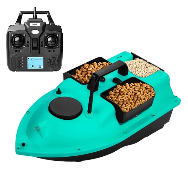 Foderbåt med GPS - RC 12000 mAh Set B - 3 foderbehållare - 16-punkts positionering - Trådlös fjärrkontroll - ABS-skrov - Guld