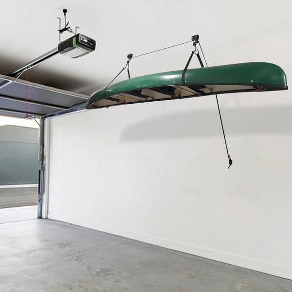 Kajak lofthejs - Loftmonteret taljesystem - 57 kg bæreevne - Pladsbesparende - Til kajak/kano - Garageopbevaring
