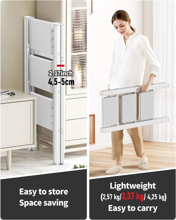 Sammenklappelig aluminiumstige, 5,1 m, brede trin, skridsikre fødder, let og bærbar, maks. 150 kg