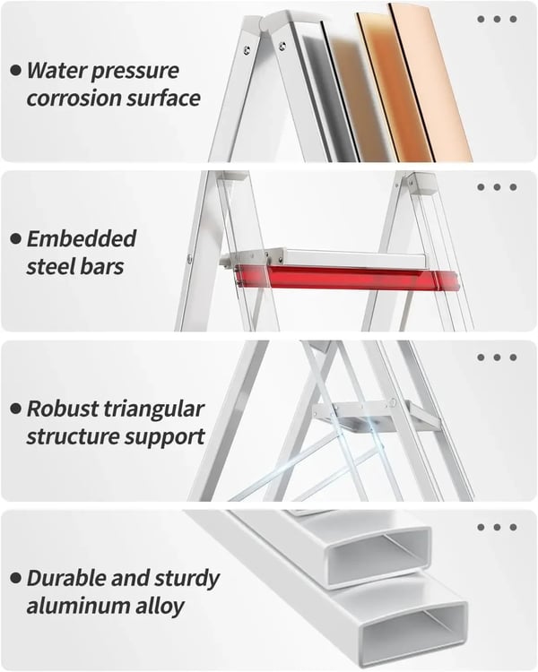 Sammenklappelig aluminiumstige, 5,1 m, brede trin, skridsikre fødder, let og bærbar, maks. 150 kg
