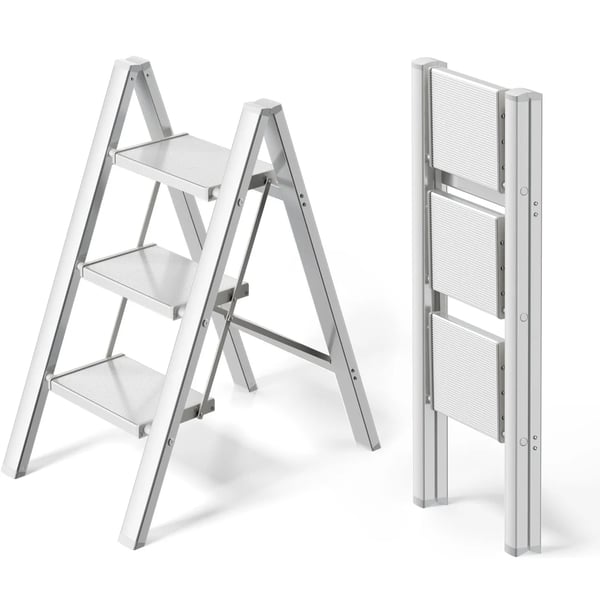 Sammenklappelig aluminiumstige, 5,1 m, brede trin, skridsikre fødder, let og bærbar, maks. 150 kg