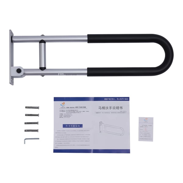 Vægmonteret toiletgreb - Støttehåndtag - 60 cm Længde - Aluminiumlegering - Til Ældre, Handicappede, Gravide - Multifarvet