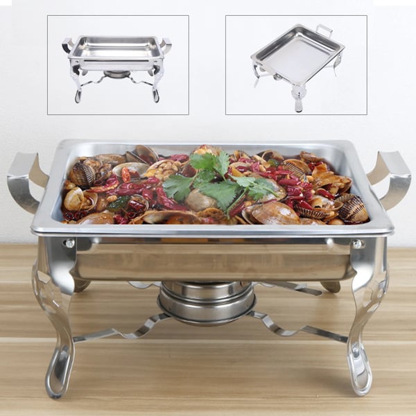 Hotelbuffet madvarmer, chafing dish, 6 L, rustfrit stål, lysegrå