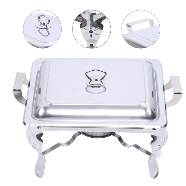 Hotelbuffet madvarmer, chafing dish, 6 L, rustfrit stål, lysegrå