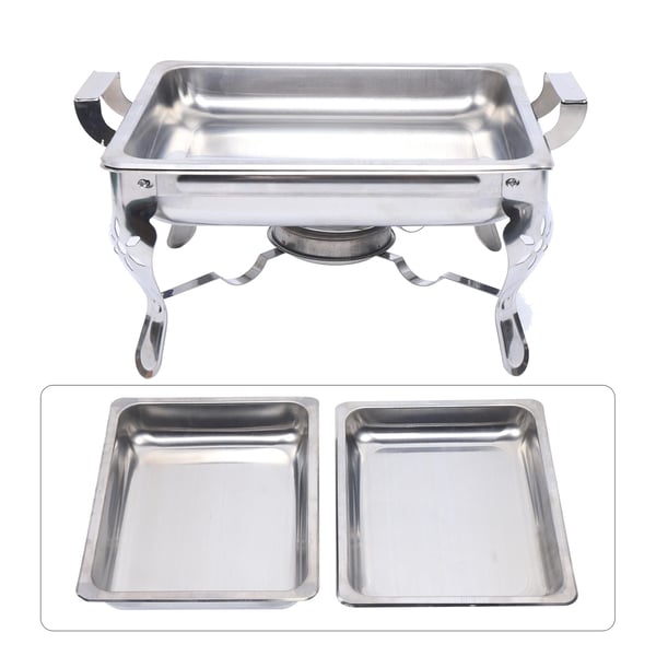 Hotelbuffet madvarmer, chafing dish, 6 L, rustfrit stål, lysegrå