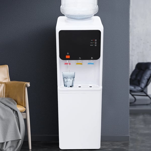 Vanddispenser - Bordmodel - 220 V - Varmt & Koldt Vand - Til Kontor og Hjem - Transparent