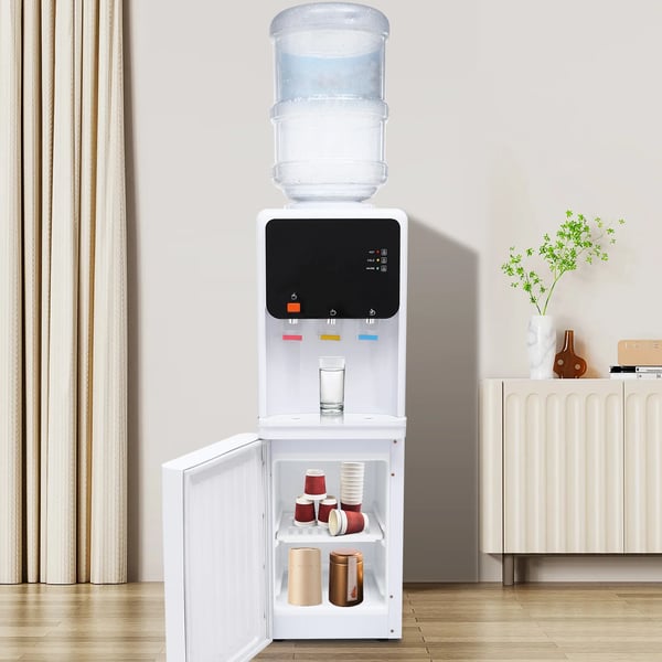 Vanddispenser - Bordmodel - 220 V - Varmt & Koldt Vand - Til Kontor og Hjem - Transparent