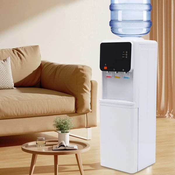 Vanddispenser - Bordmodel - 220 V - Varmt & Koldt Vand - Til Kontor og Hjem - Transparent
