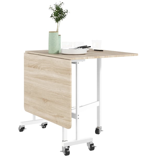 Fällbart matbord - Matsalsbord - 120×80×73 cm - För 4–6 personer - Med hjul - Modern stil - Ek/Brun