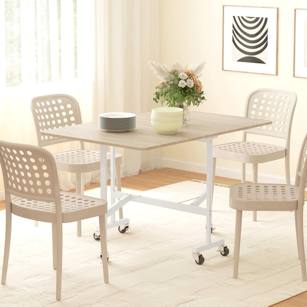 Fällbart matbord - Matsalsbord - 120×80×73 cm - För 4–6 personer - Med hjul - Modern stil - Ek/Brun