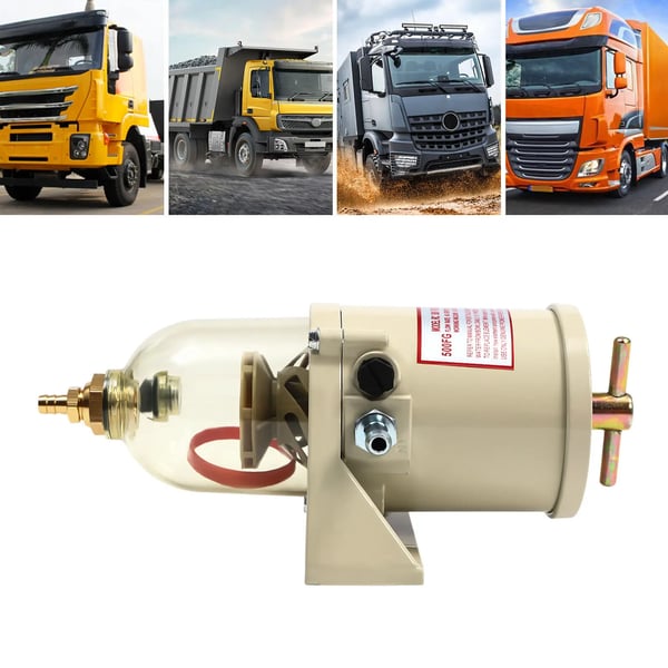 Brændstoffilter Vandudskiller - 500FG/500FH - Diesel/Benzin - Marine/Lastbil - 60 GPH - Med bolt