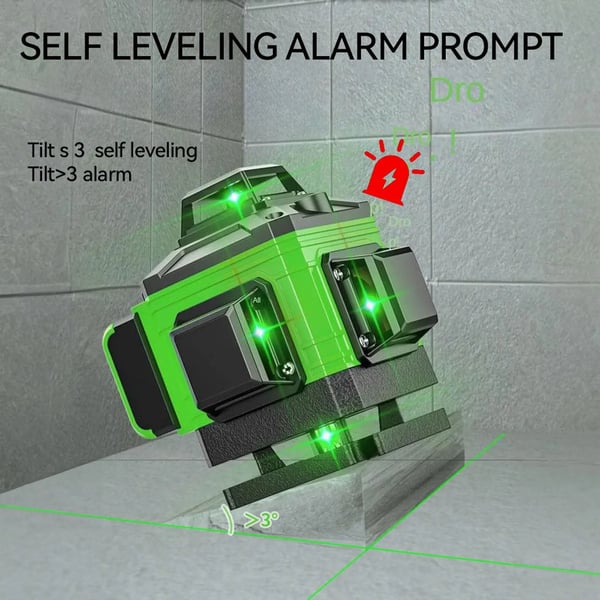 Laser-niveau, 16 linjer med 1,2 m stativ, 3° selvnivellering, rød, omnidirektionelle linjer, plastkasse