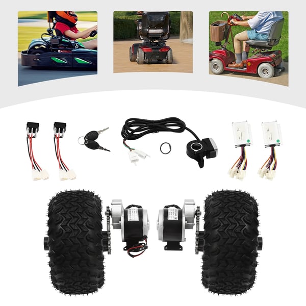 Air Wheel muunnossarja, moottori 24V 250W, 10 tuuman kaksoispyöräsarja, peruutuskytkin, peukalokaasu, Chocolate