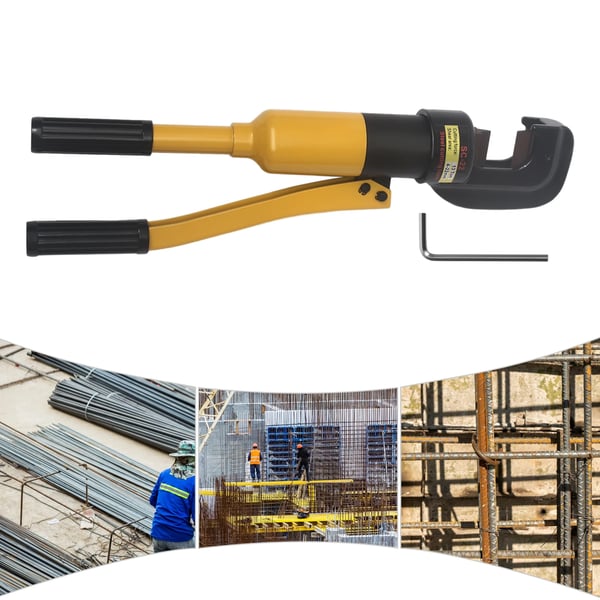 Hydraulinen pulttileikkuri, manuaalinen 8T, 4–16 mm kapasiteetti, raudoitteille/aidoille/ketjuille, kuljetuslaukulla, keltainen