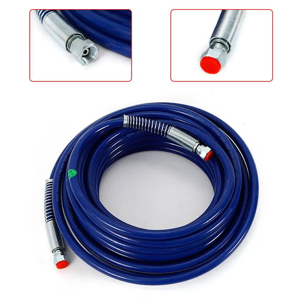 Airless malersprøjteslange - Højtryksslange - 15 m - 228 bar arbejdstryk - 4500 bar sprængtryk - Stålwireforstærket - Blå Airless malersprøjteslange - Højtryksslange - 15 m - 228 bar arbejdstryk - 4500 bar sprængtryk - Stålwireforstærket - Blå