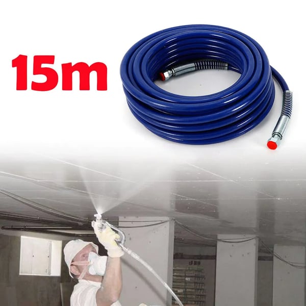 Airless malersprøjteslange - Højtryksslange - 15 m - 228 bar arbejdstryk - 4500 bar sprængtryk - Stålwireforstærket - Blå