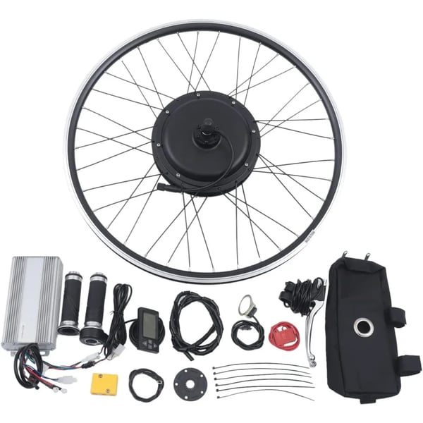 Elcykel baghjul, 26" navmotor konverteringssæt, 48V 1500W, LCD-display, sort
