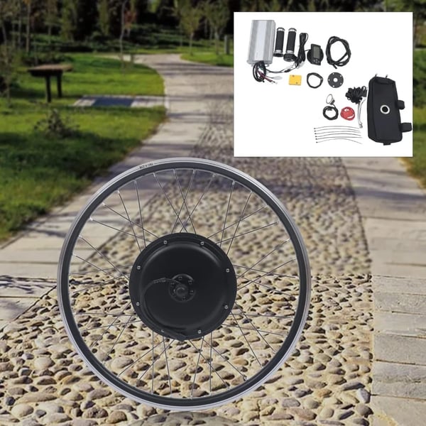 Elcykel baghjul, 26" navmotor konverteringssæt, 48V 1500W, LCD-display, sort