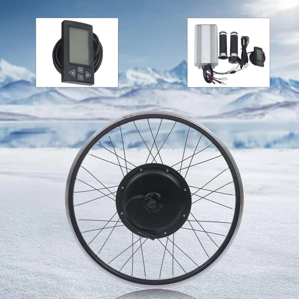Elcykel baghjul, 26" navmotor konverteringssæt, 48V 1500W, LCD-display, sort