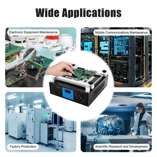 IR forvarmningsstation til lodning - 853A - 450W - 220–240V EU-stik - BGA rework - PCB-forvarmning - Blå