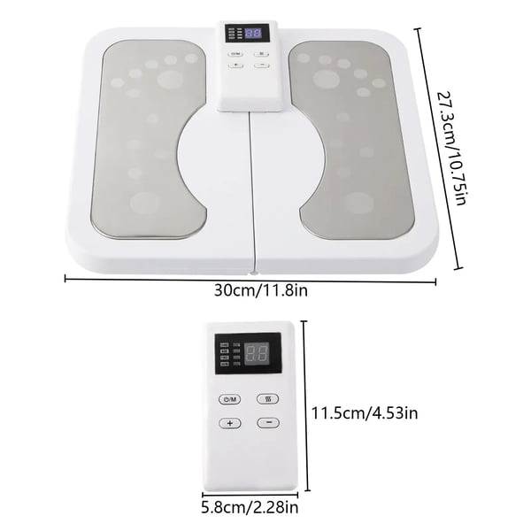 Fodmassageapparat - Elektrisk blodcirkulationsstimulator til fødder - 2‑i‑1 - 6 tilstande - Plast - Hvid