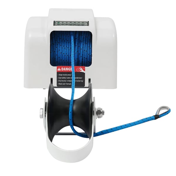 Veneen ankkurivinssi - Sähköinen - 12V - Max 20 kg vetovoima - Langaton kaukosäädin - Korroosionkestävä - Valkoinen