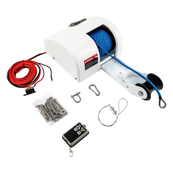 Veneen ankkurivinssi - Sähköinen - 12V - Max 20 kg vetovoima - Langaton kaukosäädin - Korroosionkestävä - Valkoinen