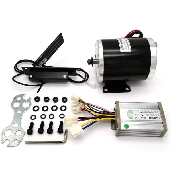 Elmotor-sæt, 36 V DC 800 W børstemotor, med controller og pedal, til gokarts, scootere og elcykler, sort
