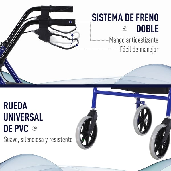 Rollator/gåstol för vuxna - Gånghjälpmedel - Justerbar sits - Fällbart fotstöd - Hopfällbar - Under 12 kg