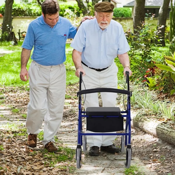 Rollator/gåstol för vuxna - Gånghjälpmedel - Justerbar sits - Fällbart fotstöd - Hopfällbar - Under 12 kg